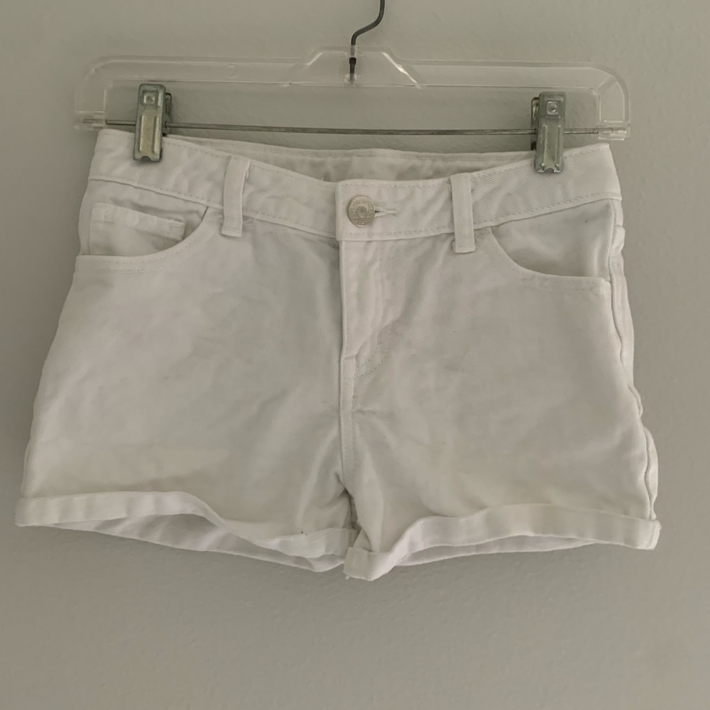 White jean shorts